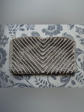 Silver and Pearl Beaded Clutch